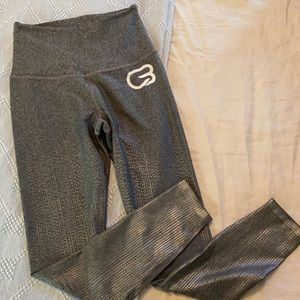 CycleBar branded beyond yoga silver leggings